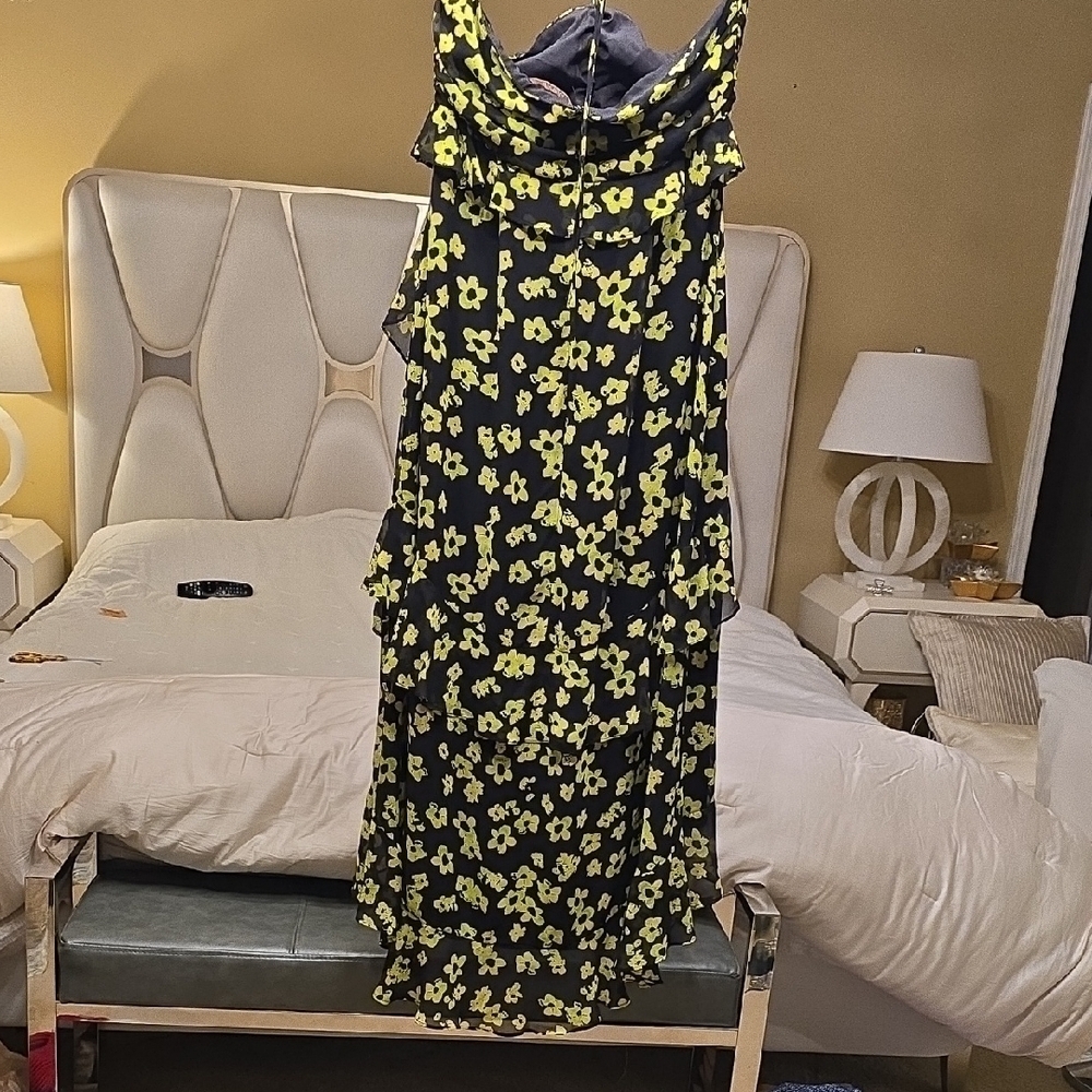 WAYF Strapless Dress with Green Floral Pattern XL - Picture 7 of 16